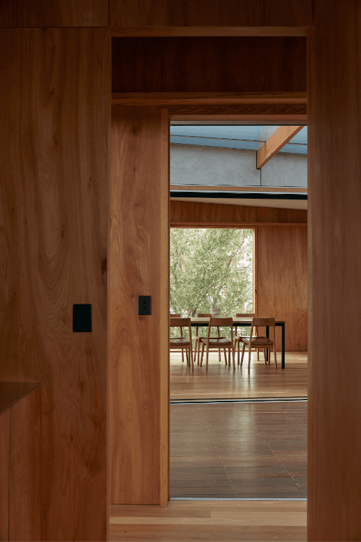Eucalypt house hall and dining area